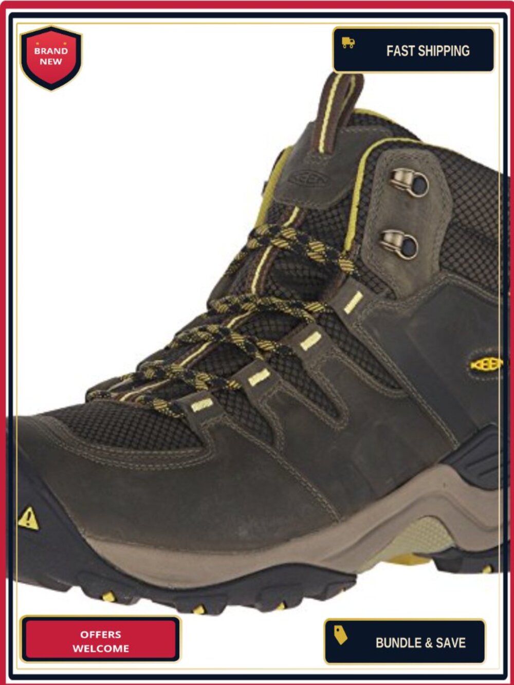 Waterproof Leather Hiking Boots Mid Ankle Lace Up Outdoor Trekking Shoes